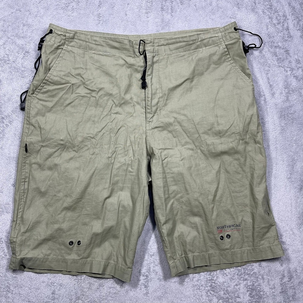Northpeak Cargo Shorts Mens L Green‎ Linen Blend Gorpcore Utility Hiking